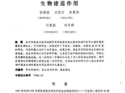 贵州织金洞滴石类堆积物中的生物建造作用