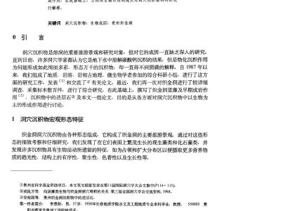 贵州织金洞沉积物形成特征的初步研究