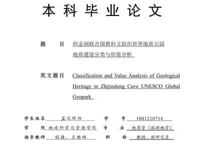 织金洞联合国教科文组织世界地质公园地质遗迹分类与价值分析