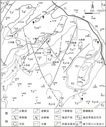 说明: E:\贵州织金洞世界地质公园申报材料编制2013-04-26\2013-07-28生成图件\天坑发育区综合地质图.jpg